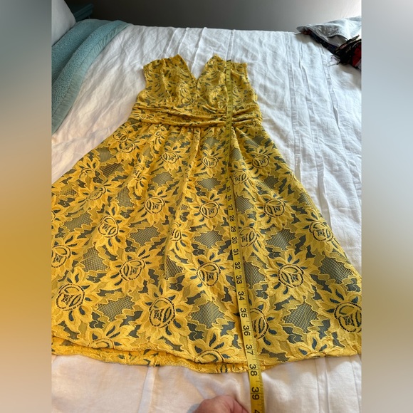 Anthropologie Plenty by Tracy Reese Nikki Garden Trellis Lace Yellow Dress Sz 6 - Picture 12 of 14